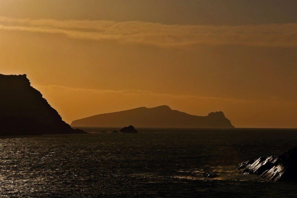 An Fear Marbh 'the Dead Man' at sunset. The Blasket Islands from Slea Head Drive by Valerie O'Sullivan