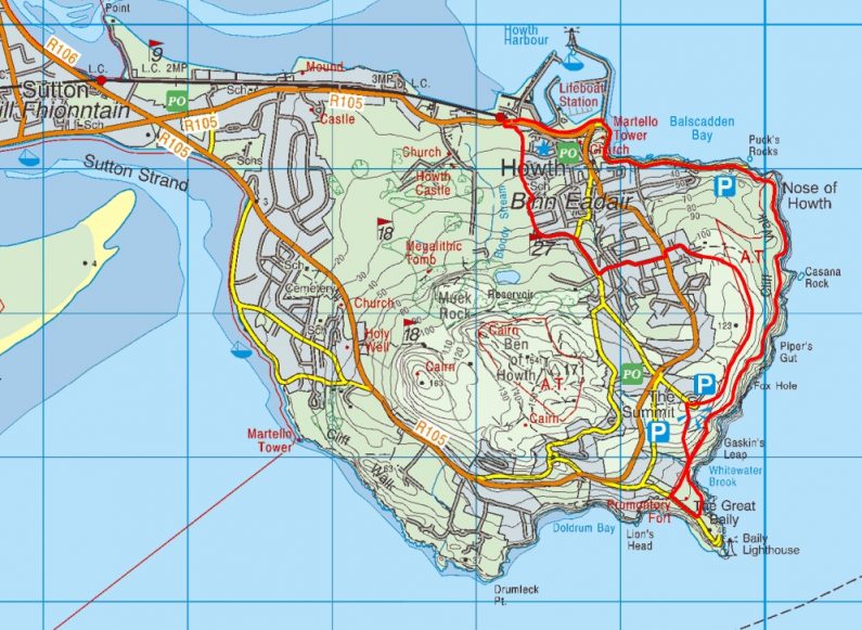 Howth Cliff Path Loop Walk Route Map Near Dublin City Irelands Ancient East Top Walks And Best Things To See And Do In Dublin City 795x581 