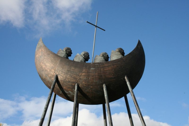 St Brendan 'The Navigator' Sculpture. Born in Fenit near Tralee and discovered America around 520AD
