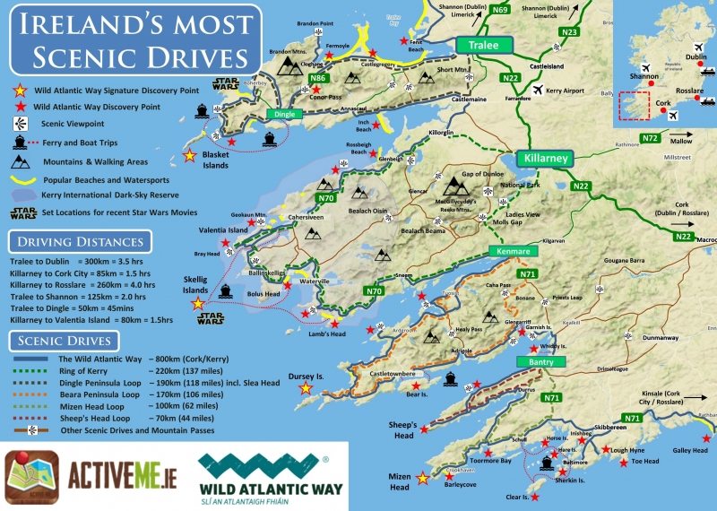 Ring Of Kerry Scenic Drive And Cycle Route Map And Guide Co Kerry Ireland Top 10 Things To Do Location Activeme Ie