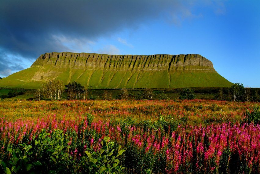 Benbulben Mountain Walking Route Map Trail in County Sligo, Lough Gill and Yeats County Scenic Drive, Wild Atlantic Way Irelands Best Walks