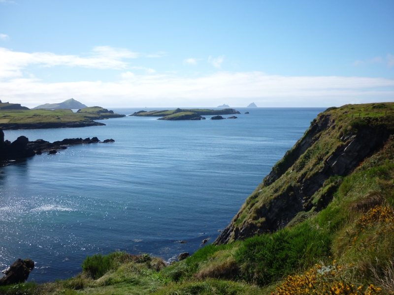 View of Skellig Islands from Valentia Island on the Skellig Ring Scenic Drive