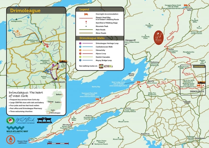 Top of the Rock Walking Tour Map, Sheeps Head and St. Finbarrs Way, Drimoleague, West Cork, Ireland FINAL