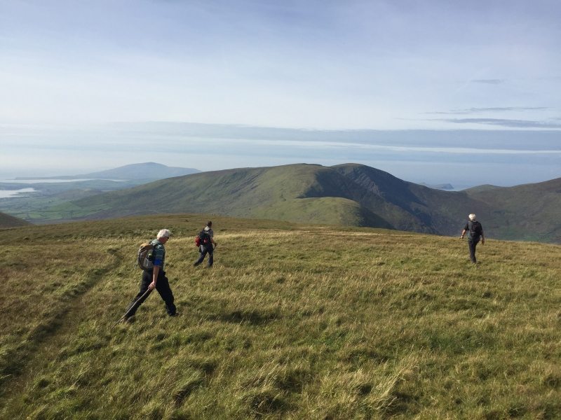 Returning from Slievanea above the Conor Pass with Dingle in the distance