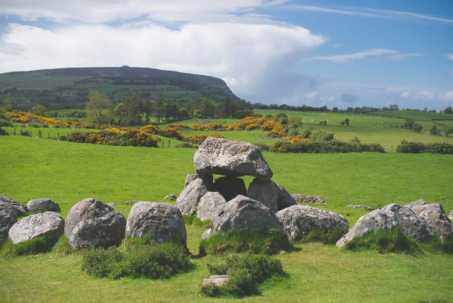 Carrowmore Megalithic Cemetery with Knocknarea in the background, Sligo Scenic Drive, Ireland Wild Atlantic Way